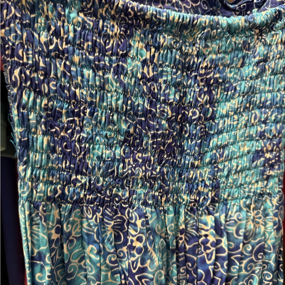 Blue Patterned Women's Dress - Picture 3 of 4